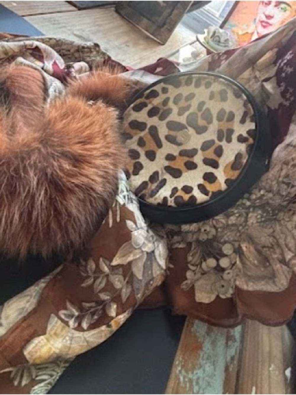 Eric Javits Bag NY Vintage Leopard Calf Hair Circle Wristlet ARCHIVAL